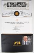2021 HRH Duke of Edinburgh gold proof ¼oz 999.9 coin cover, in presentation pack, with certificate
