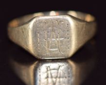A 9ct gold signet ring, 1.5g, size L