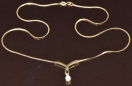 A 9ct gold necklace set with cubic zirconia, 2.4g, 42cm
