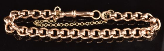 A 9ct rose gold bracelet made up of circular and twisted links, 23.4g, 20cm