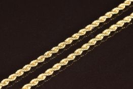 A 9ct gold rope twist necklace, 4.1g, 51cm