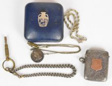 A silver vesta, silver bracelet and silver Albert
