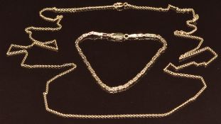 A 9ct gold bracelet and section of 9ct gold chain, 6.2g, 16.5cm