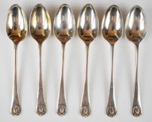 George V set of six novelty picture back coffee spoons with shell decoration and galleons to
