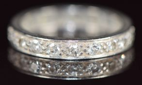 Art Deco platinum eternity ring set with diamonds, 3.9g, size L
