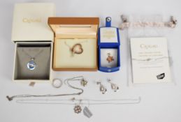 Five silver Clogau necklaces including three in original packaging, together with a Clogau silver