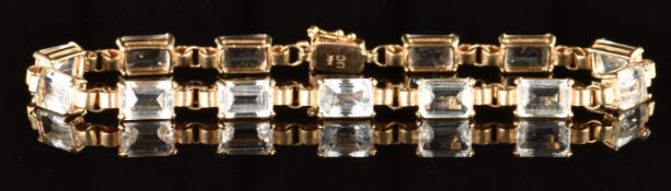 A 14k gold bracelet set with paste, 8.1g 18.5cm