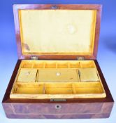19thC Tunbridge ware jewellery or work box with fitted interior / lift our sectional tray, W30 x D20