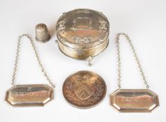 Hallmarked silver items comprising Art Nouveau hallmarked silver dressing table pot, Pleasance &