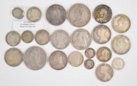 A quantity of Victorian silver to include double florins, half crowns, Godless and Gothic florins,