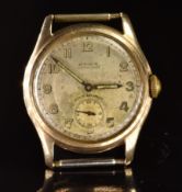 Cyma Watersport 9ct gold gentleman's wristwatch with subsidiary seconds dial, luminous blued