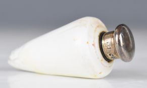 Sampson Mordan & Co novelty hallmarked silver mounted scent bottle, the body made from a white