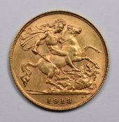 1913 George V gold half sovereign.