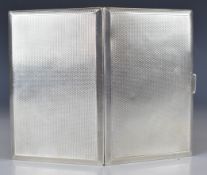 Art Deco hallmarked silver cigarette case with engine turned decoration, Chester 1928, maker Cohen &