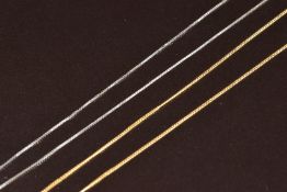 A platinum chain (1.4g, 46cm) and a 9ct gold chain (1g, 60cm)