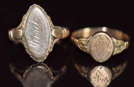 Two 9ct gold signet rings, 2g, size H & I