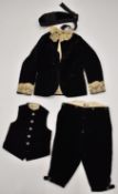 Victorian / Edwardian lace trimmed velvet page boy / child's outfit with cut steel buttons,