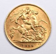 1913 George V gold half sovereign