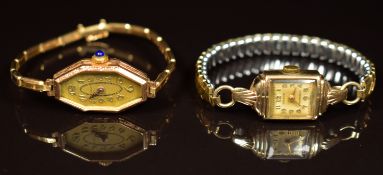 Two ladies wristwatches comprising Milo 14ct with engraved case on 14ct gold bracelet and Zefyr