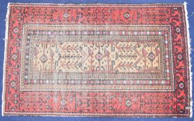 Persian rug with red border, 200 x 124cm