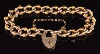Edwardian 9ct rose gold bracelet with padlock clasp, 20.4g, 18cm