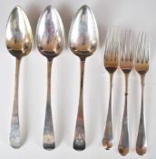 Georgian Irish and other hallmarked silver Old English pattern cutlery comprising three each of