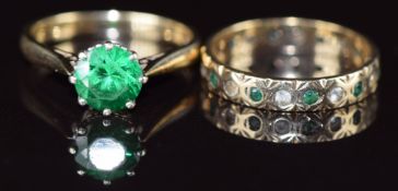 Two 9ct gold rings, one an eternity ring set with synthetic stones and the other set with paste, 4.