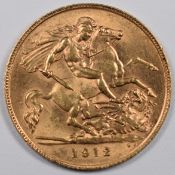 1912 George V gold half sovereign