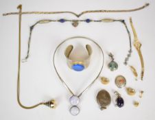 A collection of jewellery including Napier earrings, silver pendant set with amesthyt, silver
