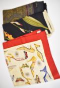 Two Salvatore Ferragamo silk scarves, each approximately 90x90cm, and a gentleman's paisley scarf by