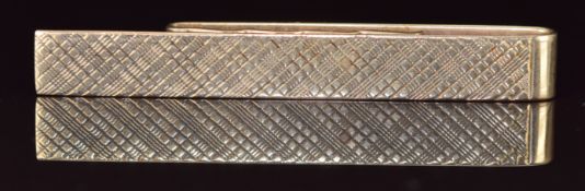 A 9ct gold engine turned tie clip, 11.2g