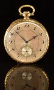 Longines Grand Prix Art Deco 18ct gold keyless winding open faced pocket watch with subsidiary