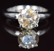 An 18ct white gold ring set with a round brilliant cut diamond of approximately 1.8ct, 5.4g