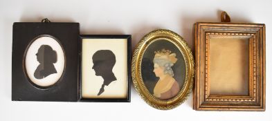 Portrait miniature study of a lady with headdress, in period gilt frame, together with two