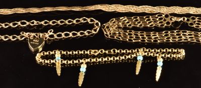 Four 9ct gold bracelets, 11.3g