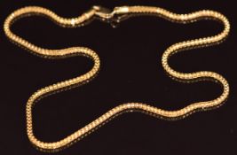 An 18k gold necklace made up of rectangular links, 18.5g, 48cm
