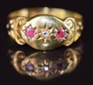 Edwardian 18ct gold ring set with a diamond and paste, Chester 1906, 1.8g, size K