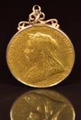 1897 Queen Victoria Diamond Jubilee 22ct gold commemorative medallion, in 9ct gold pendant mount,