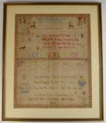 Georgian needlework sampler named and dated Mary Berrifford Harland 1812, 52 x 42cm