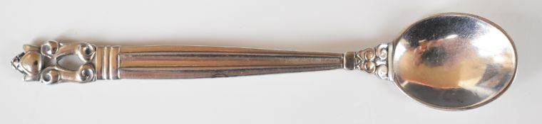 Georg Jensen Acorn pattern hallmarked silver condiment or similar spoon, import marks for London