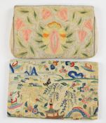Two vintage embroidered clutch bags, one with Chinese scenes, largest 20 x 14cm. Formerly the