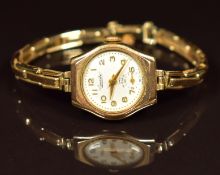 Everite 9cy gold ladies wristwatch with subsidiary seconds dial, gold hands and Arabic numerals,