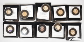 Ten Jubilee Mint silver proof £1 coins, in pouches with certificates