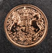 2022 Charles III, Queen Elizabeth II memorial gold full sovereign, with Harrington and Byrne