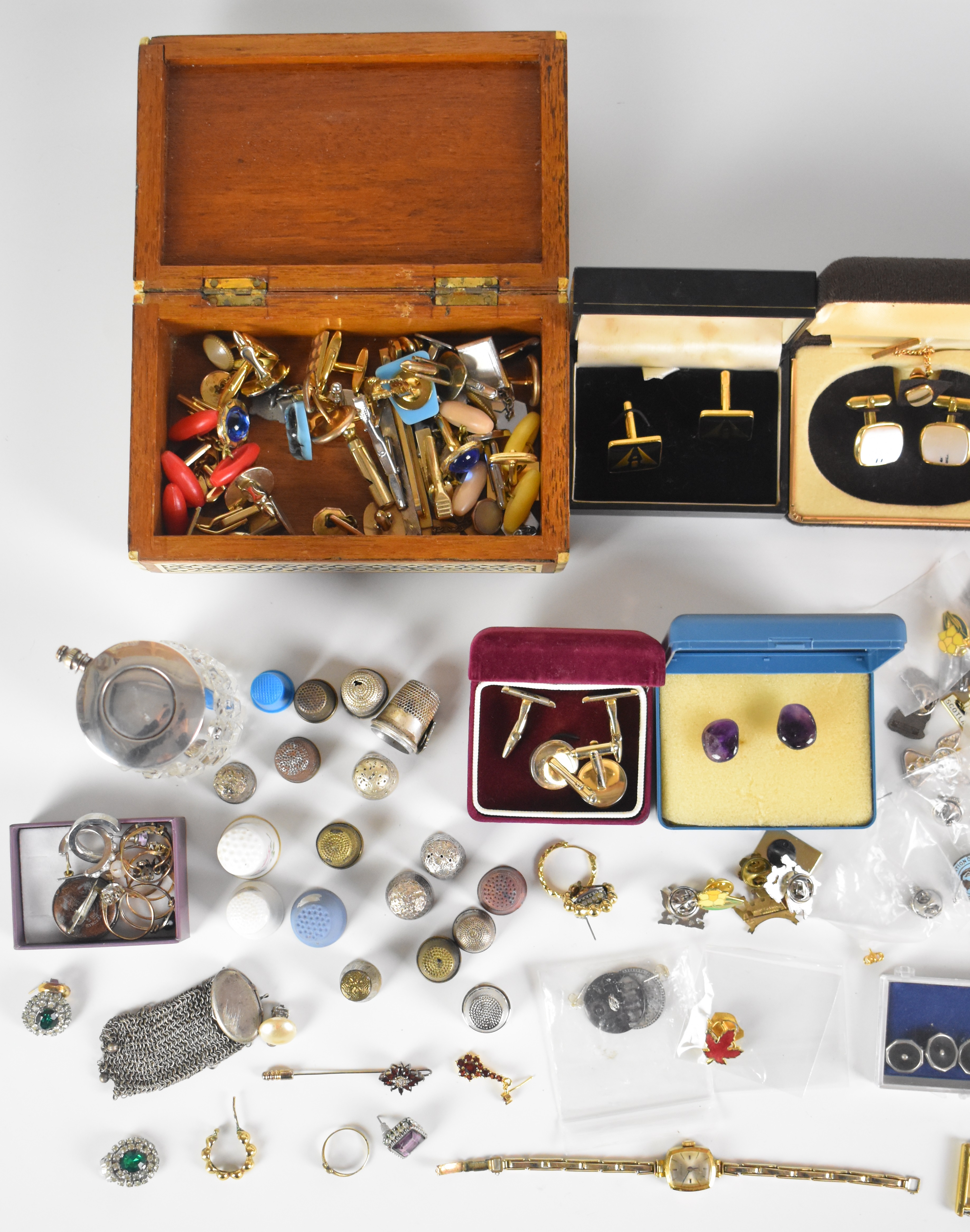 A collection of jewellery including cufflinks, studs, rolled gold rings, watches, four silver - Image 2 of 3