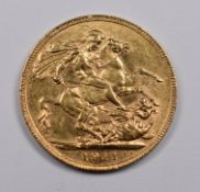 1911 George V gold full sovereign with Perth mint mark