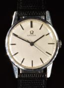 Omega gentleman's wristwatch ref. 131.001-62-SC with steel hands and baton hour markers, silver