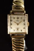 Avia 9ct gold gentleman's wristwatch with subsidiary seconds dial, gold hands and Arabic numerals,