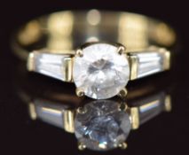 A 14k gold ring set with cubic zirconia, 2.7g, size O