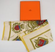 Hermès Les Armes de Paris silk scarf, 90 x 90cm, in Hermès box